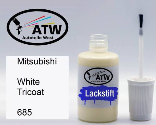 Mitsubishi, White Tricoat, 685: 20ml Lackstift, von ATW Autoteile West.